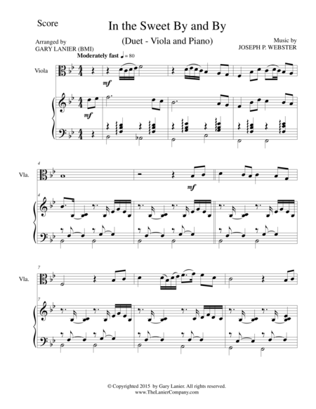 In The Sweet By And By Duet Viola And Piano Score And Parts Sheet Music