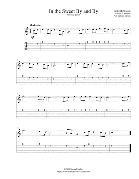 Free Sheet Music In The Sweet By And By For Easy Guitar With Tab