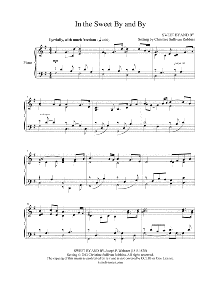 Free Sheet Music In The Sweet By And By