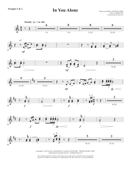 Free Sheet Music In You Alone Bb Trumpet 2 3