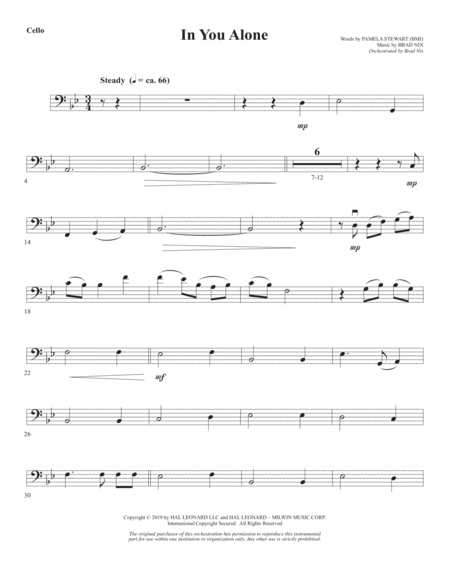 In You Alone Cello Sheet Music