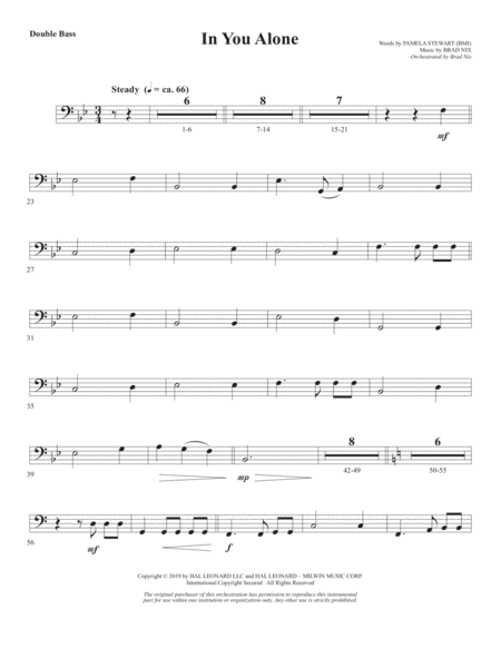 Free Sheet Music In You Alone Double Bass