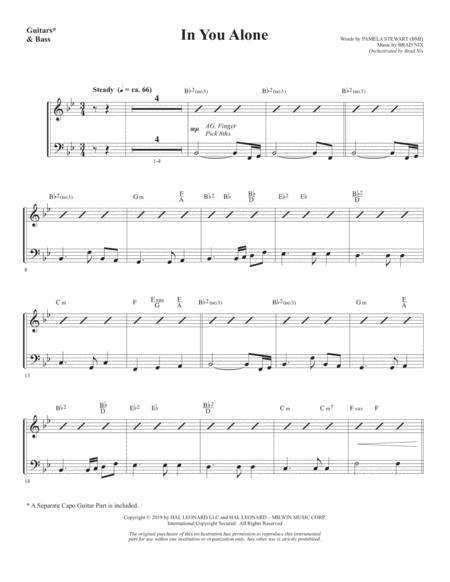 Free Sheet Music In You Alone Guitars Bass