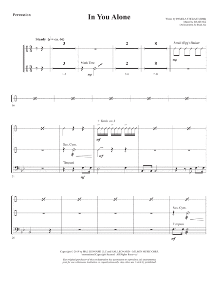 Free Sheet Music In You Alone Percussion