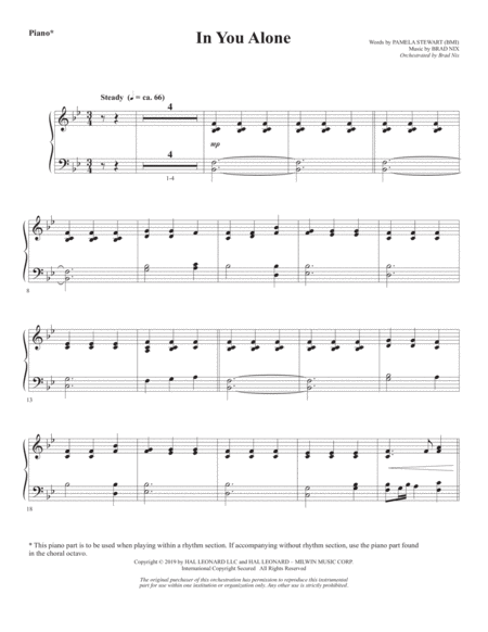 Free Sheet Music In You Alone Piano