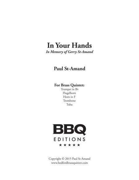 Free Sheet Music In Your Hands Brass Quintet