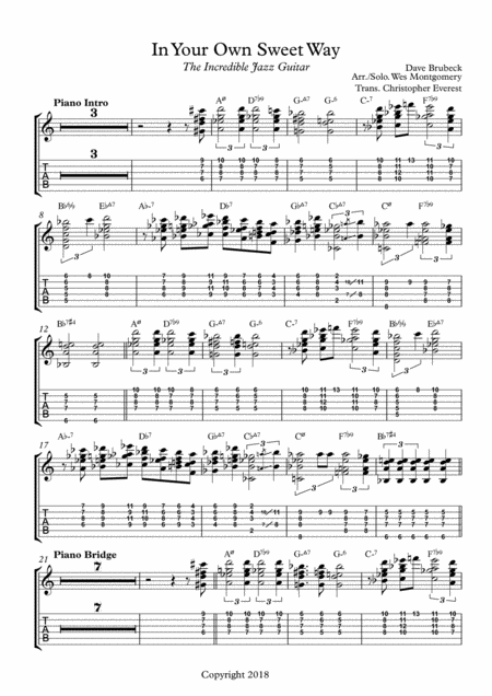 In Your Own Sweet Way Wes Montgomery Transcription Sheet Music