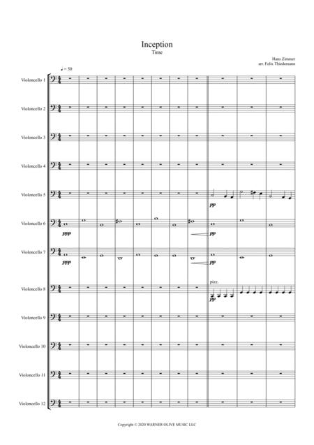 Inception Time Score Parts Sheet Music