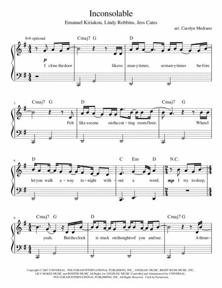 Inconsolable Sheet Music