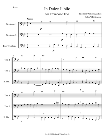 Free Sheet Music Indulce Jubilo For Trombone Trio