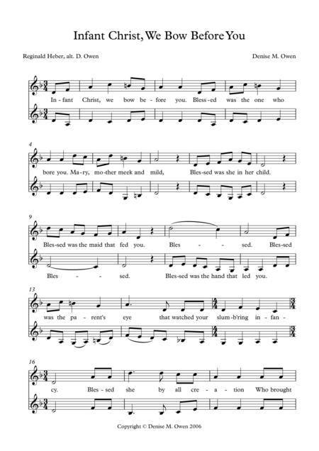 Free Sheet Music Infant Christ We Bow Before You