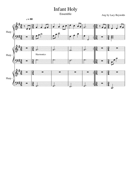 Free Sheet Music Infant Holy For Harp Duet Trio