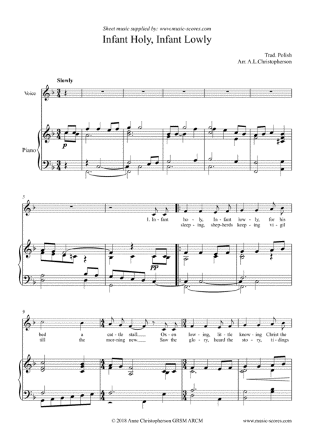 Infant Holy Infant Lowly Voice Piano Sheet Music