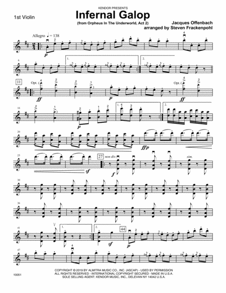 Free Sheet Music Infernal Galop From Orpheus In The Underworld Act 2 1st Violin