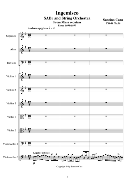 Ingemisco Sequence No 6 Of The Missa Requiem Cs044 Sheet Music