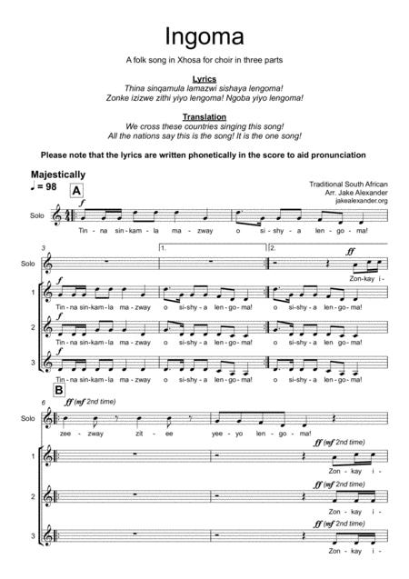 Ingoma A Cappella Choir In 3 Parts Sheet Music