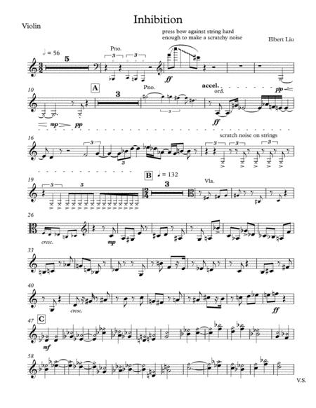 Inhibition For Violin Viola And Piano Violin Part Sheet Music