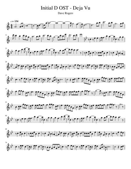 Initial D Ost Deja Vu Sheet Music