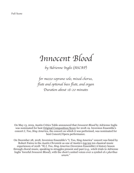 Free Sheet Music Innocent Blood For Mezzo Chorus Flute And Organ