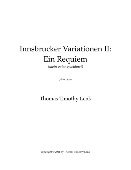 Innsbrucker Variationen Ein Requiem Mein Vater Gewidmet Sheet Music