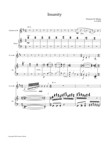 Free Sheet Music Insanity A Duet For Clarinet And Piano