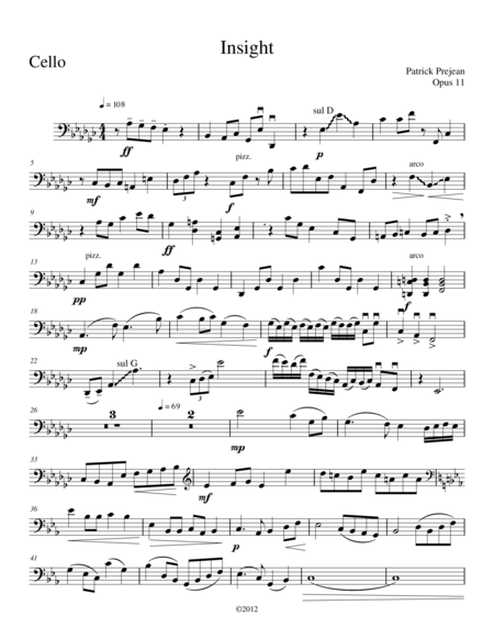 Free Sheet Music Insight For Cello And Piano