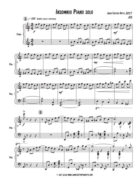 Free Sheet Music Insomnio Pasillo