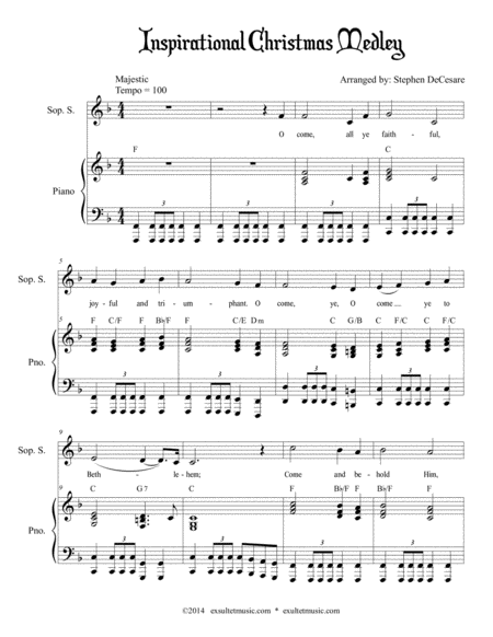 Free Sheet Music Inspirational Christmas Medley