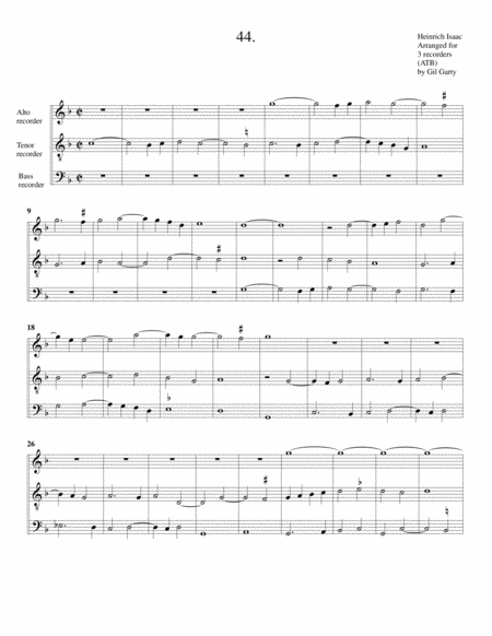 Instrumental Trio No 44 No Title Arrangement For 3 Recorders Sheet Music