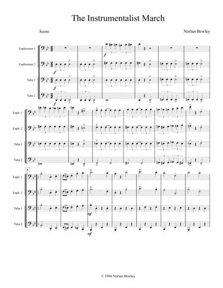 Free Sheet Music Instrumentalist March Tuba Euphonium Quartet
