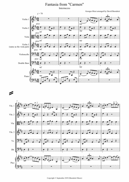 Free Sheet Music Intermezzo Fantasia From Carmen For String Orchestra