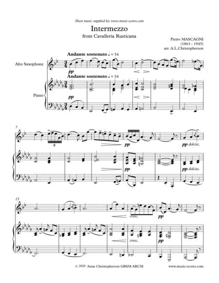 Free Sheet Music Intermezzo From Cavalleria Rusticana Alto Saxophone And Piano