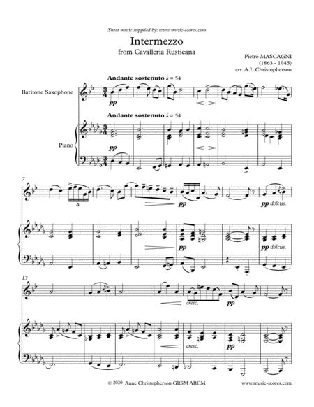 Intermezzo From Cavalleria Rusticana Baritone Saxophone And Piano Sheet Music