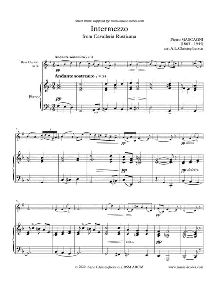 Intermezzo From Cavalleria Rusticana Bass Clarinet And Piano Sheet Music