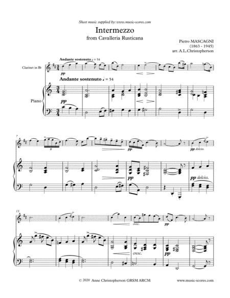 Intermezzo From Cavalleria Rusticana Clarinet And Piano Sheet Music