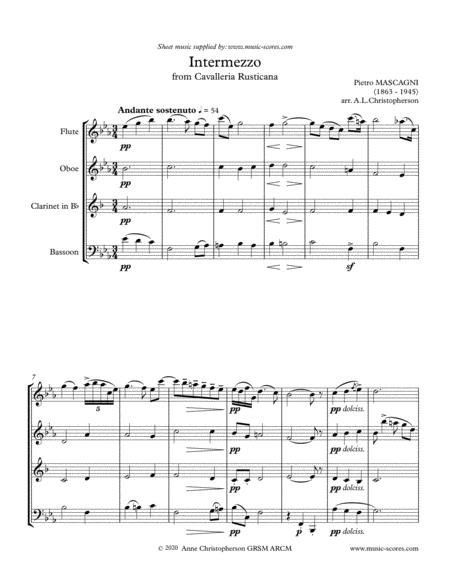 Free Sheet Music Intermezzo From Cavalleria Rusticana Wind Quartet