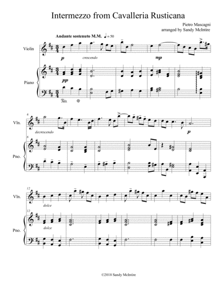 Intermezzo From Cavalleria Rusticana Sheet Music