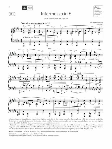 Intermezzo In E Grade 8 List B1 From The Abrsm Piano Syllabus 2021 2022 Sheet Music