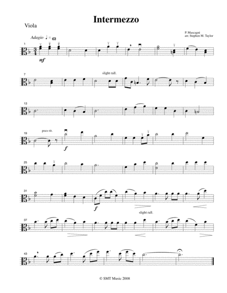 Intermezzo Mascagni String Orchestra String Quintet Sheet Music