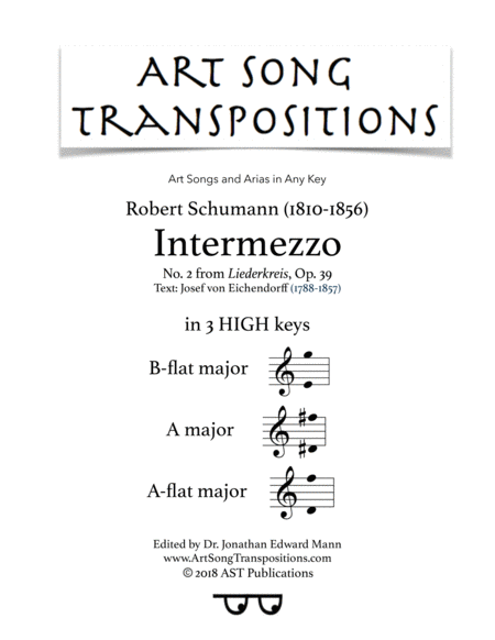 Free Sheet Music Intermezzo Op 39 No 2 In 3 High Keys B Flat A A Flat Major