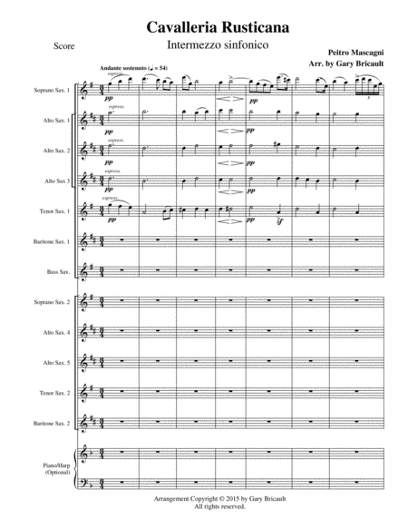 Free Sheet Music Intermezzo Sinfonico From Cavalleria Rusticana