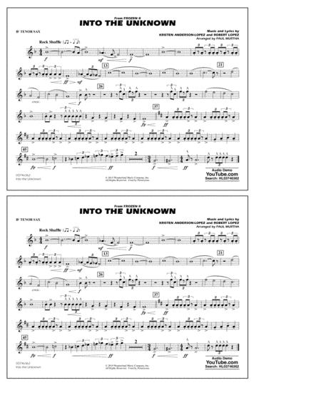 Into The Unknown From Disneys Frozen 2 Arr Paul Murtha Bb Tenor Sax Sheet Music