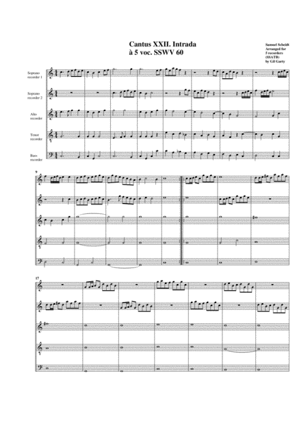 Intrada Sswv 60 Arrangement For 5 Recorders Sheet Music