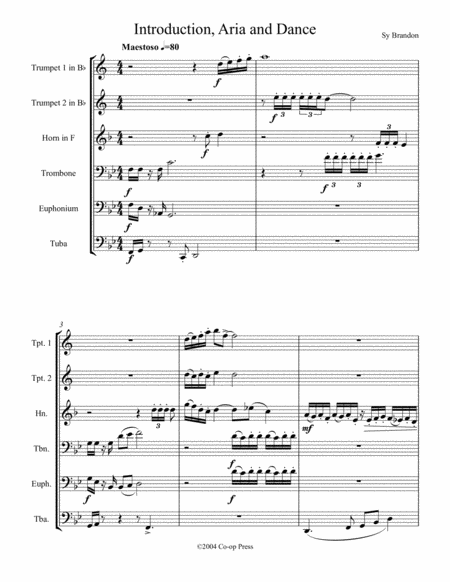 Free Sheet Music Introduction Aria And Dance For Brass Sextet