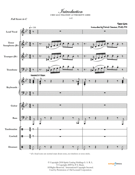 Free Sheet Music Introduction Chicago Complete Score