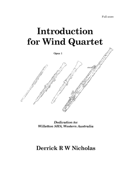 Introduction For Wind Quartet Opus 1 Full Score Sheet Music