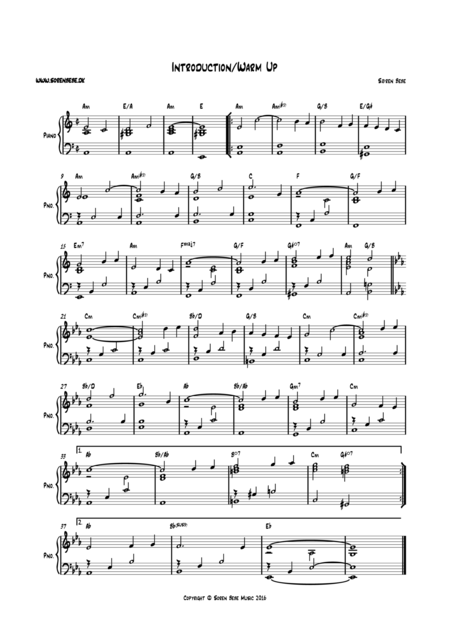 Introduction Warm Up Music For Ballet Class Sheet Music