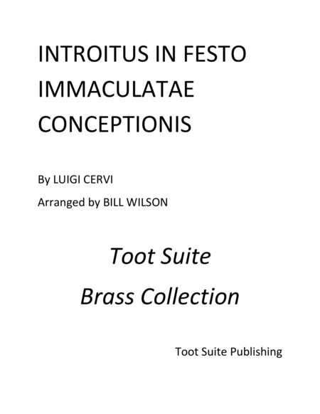 Introitus In Festo Immaculatae Conceptionis Sheet Music