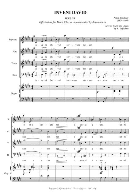 Inveni David Wab 19 Bruckner Arr For Satb And Organ Sheet Music