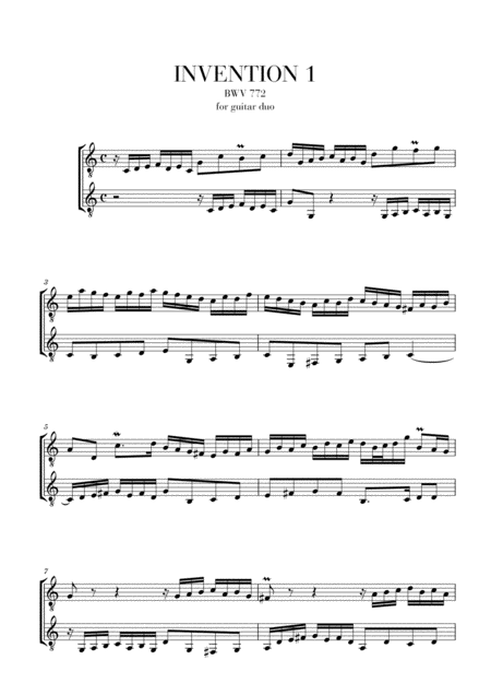 Invention 1 For Guitar Duet Bwv 772 Sheet Music